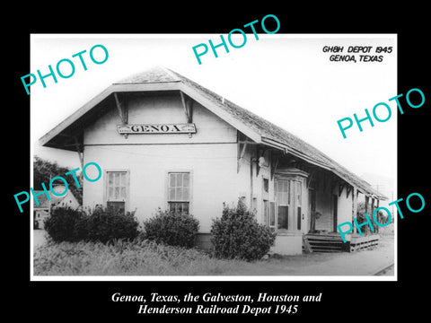 OLD LARGE HISTORIC PHOTO OF GENOA TEXAS, THE RAILROAD DEPOT STATION c1945