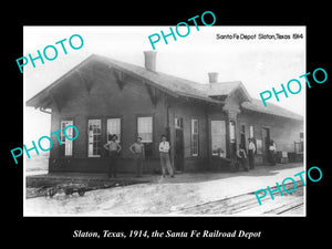 OLD LARGE HISTORIC PHOTO OF SLATON TEXAS, THE RAILROAD DEPOT STATION c1914