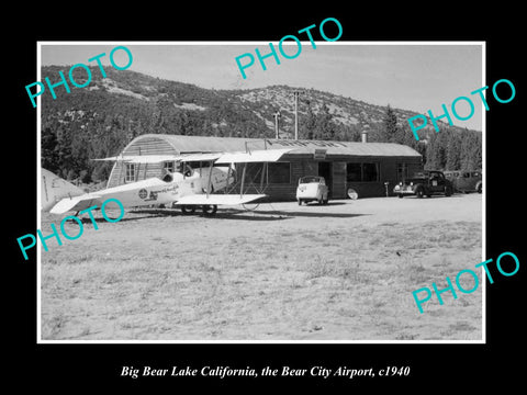 OLD LARGE HISTORIC PHOTO OF BIG BEAR LAKE CALIFORNIA, BEAR CITY AIRPORT c1940