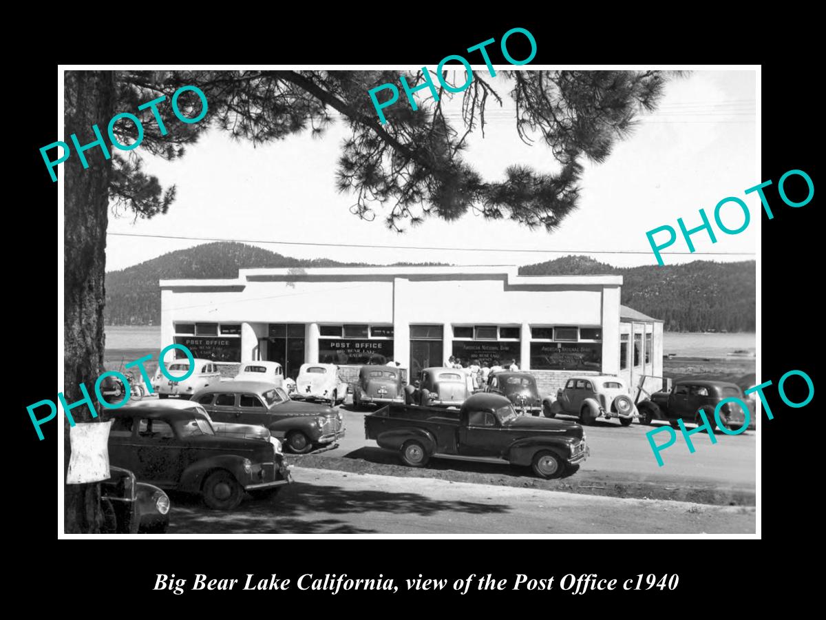 OLD LARGE HISTORIC PHOTO OF BIG BEAR LAKE CALIFORNIA, THE POST OFFICE c1940