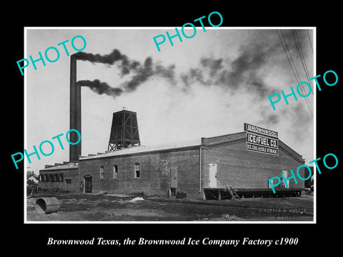 OLD LARGE HISTORIC PHOTO OF BROWNWOOD TEXAS, THE BROWNWOOD ICE Co FACTORY c1900