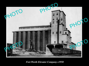 OLD LARGE HISTORIC PHOTO OF FORT WORTH TEXAS, THE ELEVATOR Co SILOS c1950