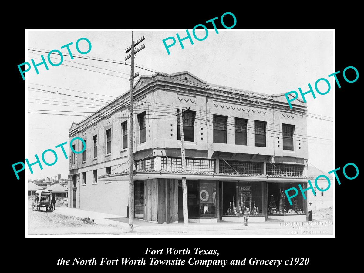 OLD LARGE HISTORIC PHOTO OF FORT WORTH TEXAS, THE TOWNSITE GROCERY STORE c1920