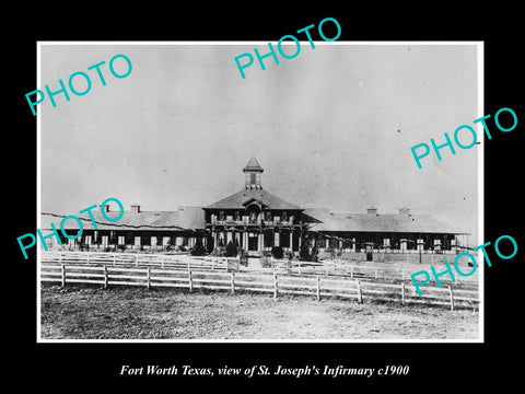 OLD LARGE HISTORIC PHOTO OF FORT WORTH TEXAS, VIEW OF St JOSEPHS INFIRMARY c1900