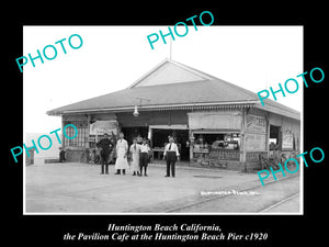 OLD LARGE HISTORIC PHOTO OF HUNTINGTON BEACH CALIFORNIA, THE PIER CAFE c1920