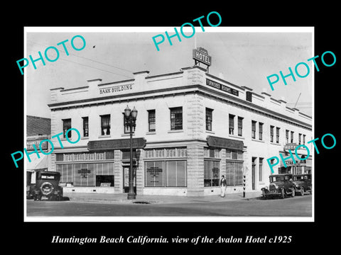 OLD LARGE HISTORIC PHOTO OF HUNTINGTON BEACH CALIFORNIA, THE AVALON HOTE c1930