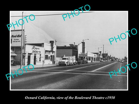 OLD LARGE HISTORIC PHOTO OF OXNARD CALIFORNIA, THE BOULEVARD THEATER c1950