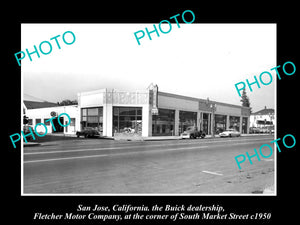 OLD LARGE HISTORIC PHOTO OF SAN JOSE CALIFORNIA, THE BUICK DEALERSHIP. c1950