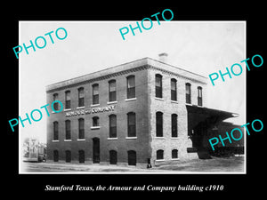 OLD LARGE HISTORIC PHOTO OF STAMFORD TEXAS, THE ARMOUR & COMPANY BUILDING c1900