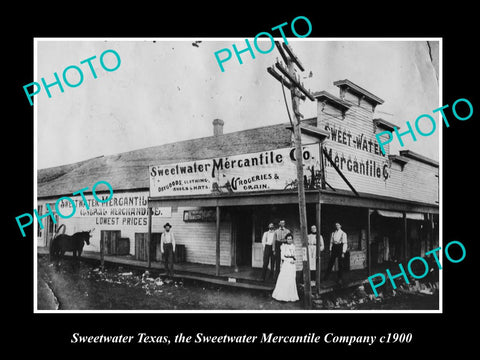 OLD HISTORIC PHOTO OF SWEETWATER TEXAS, THE SWEETWATER MERCANTILE STORE c1900