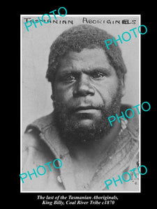 OLD LARGE HISTORIC PHOTO, LAST OF THE TASMANIAN ABORIGINAL, KING BILLY c1870