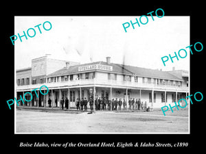 OLD LARGE HISTORIC PHOTO OF BOISE IDAHO, VIEW OF THE OVERLAND HOTEL c1890