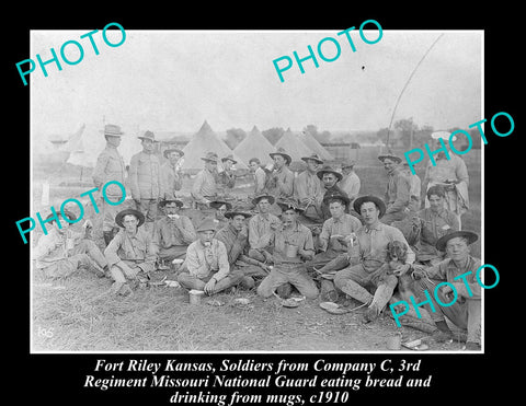 OLD LARGE HISTORIC PHOTO OF FORT RILEY KANSAS, MISSOURI NATIONAL GUARD c1910 2