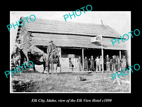 OLD LARGE HISTORIC PHOTO OF ELK CITY IDAHO, VIEW OF THE ELK VIEW HOTEL c1890