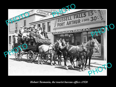 OLD LARGE HISTORIC PHOTO OF HOBART TASMANIA, VIEW OF THE TOURIST BUREAU c1920