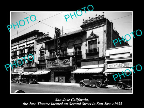 OLD LARGE HISTORIC PHOTO OF SAN JOSE CALIFORNIA, VIEW OF THE JOSE THEATRE c1935