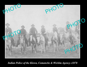 OLD LARGE HISTORIC PHOTO OF INDIAN POLICE OF THE KIOWA, COMANCHE & WICHITA c1870