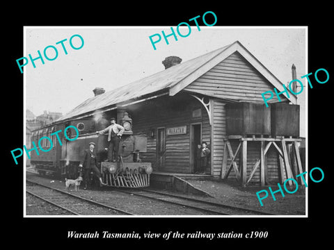 OLD LARGE HISTORIC PHOTO OF WARATAH TASMANIA, VIEW OF THE RAILWAY STATION c1900