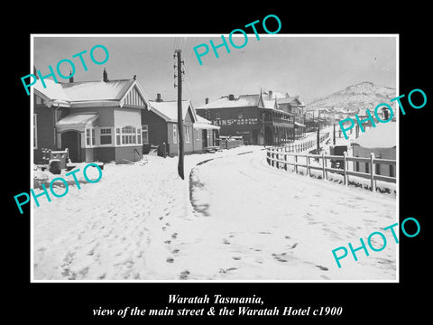 OLD LARGE HISTORIC PHOTO OF WARATAH TASMANIA, VIEW OF THE MAIN ST & HOTEL c1900