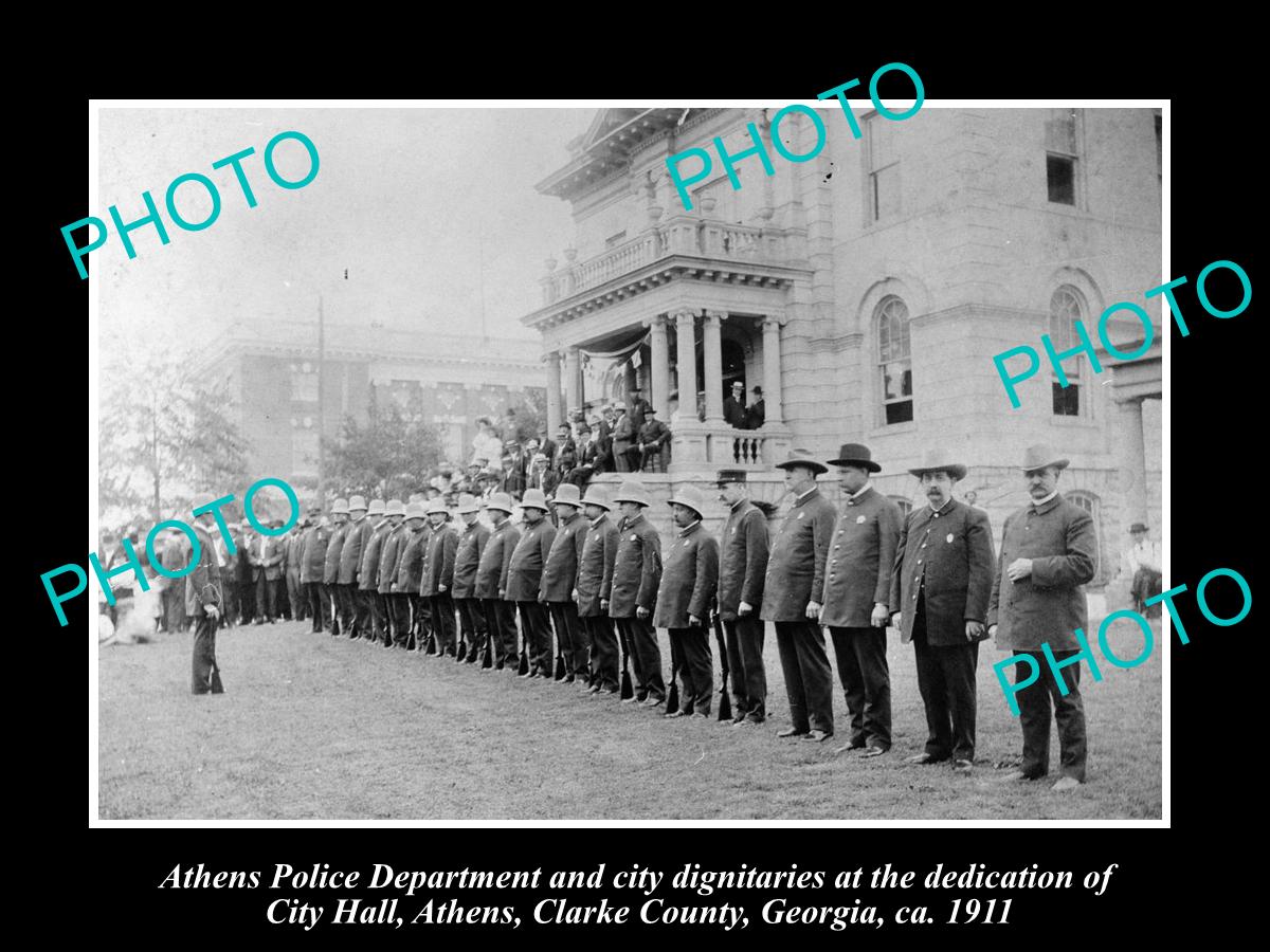 OLD LARGE HISTORIC PHOTO OF ATHENS GEORGIA, POLICE DEPARTMENT AT CITY HALL c1911