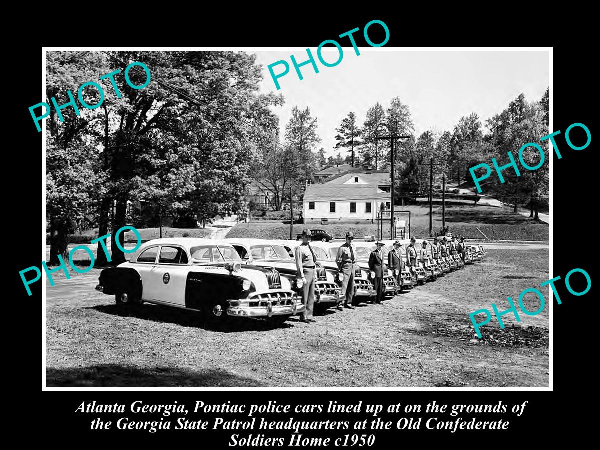 OLD LARGE HISTORIC PHOTO OF ATLANTA GEORGIA, POLICE & PATROL CARS LINE-UP c1950