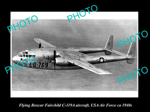 OLD HISTORIC AVIATION PHOTO, FLYING BOXCAR FAIRCHILD C-119A AIRCRAFT USAAF 1940