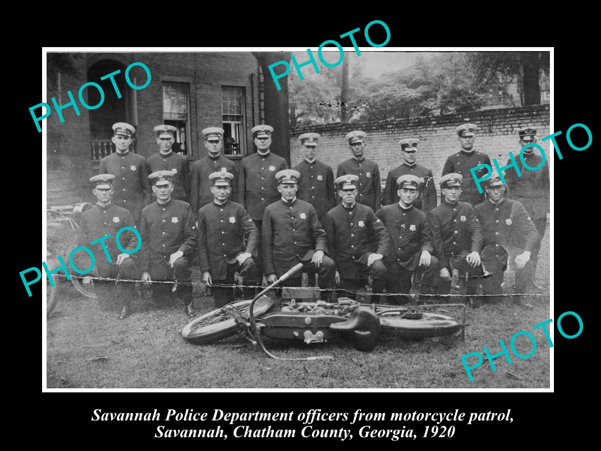 OLD LARGE HISTORIC PHOTO OF SAVANNAH GEORGIA, THE POLICE MOTORCYCLE SQUAD c1930