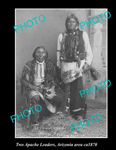 OLD LARGE HISTORIC PHOTO OF INDIAN APACHE LEADERS, ARIZONA AREA c1870