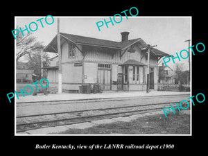 OLD LARGE HISTORIC PHOTO OF BUTLER KENTUCKY, THE RAILROAD DEPOT STATION c1900