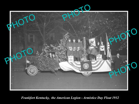 OLD LARGE HISTORIC PHOTO OF FRANKFORT KENTUCKY AMERICAN LEGION PARADE FLOAT 1932