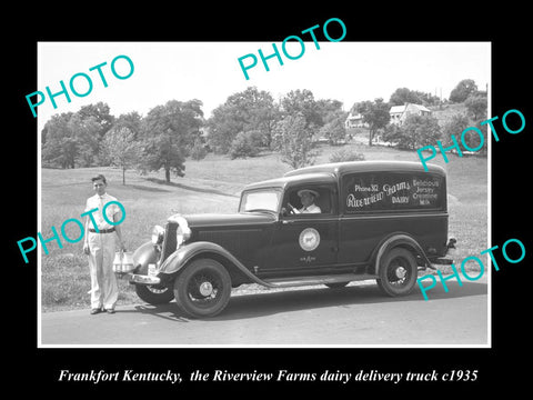 OLD LARGE HISTORIC PHOTO OF FRANKFORT KENTUCKY, RIVERVIEW FARMS  MILK VAN 1935