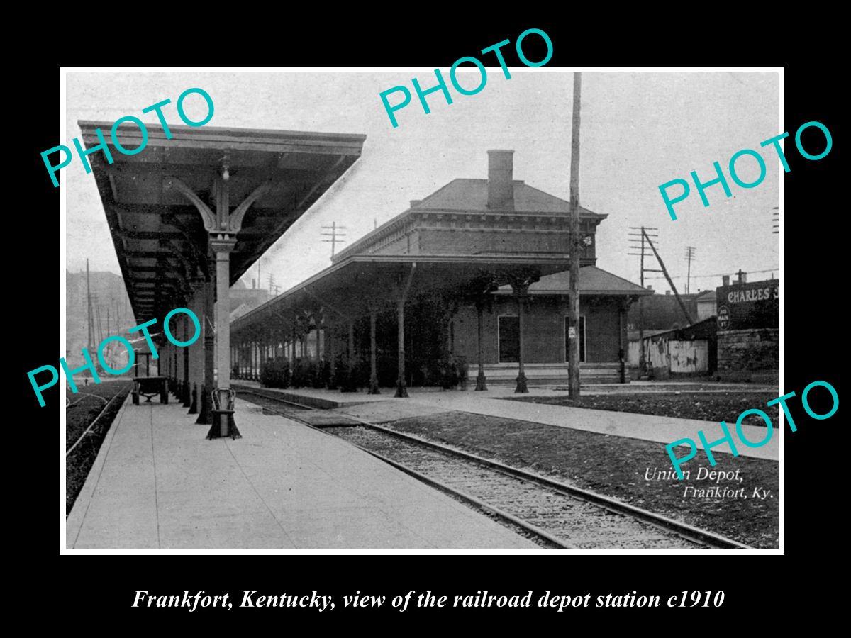 OLD LARGE HISTORIC PHOTO OF FRANKFORT KENTUCKY, THE RAILROAD DEPOT STATION c1910