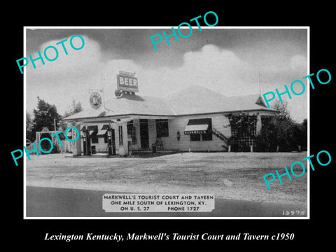 OLD LARGE HISTORIC PHOTO OF LEXINGTON KENTUCKY, MARKWELLS SERVICE STATION c1950