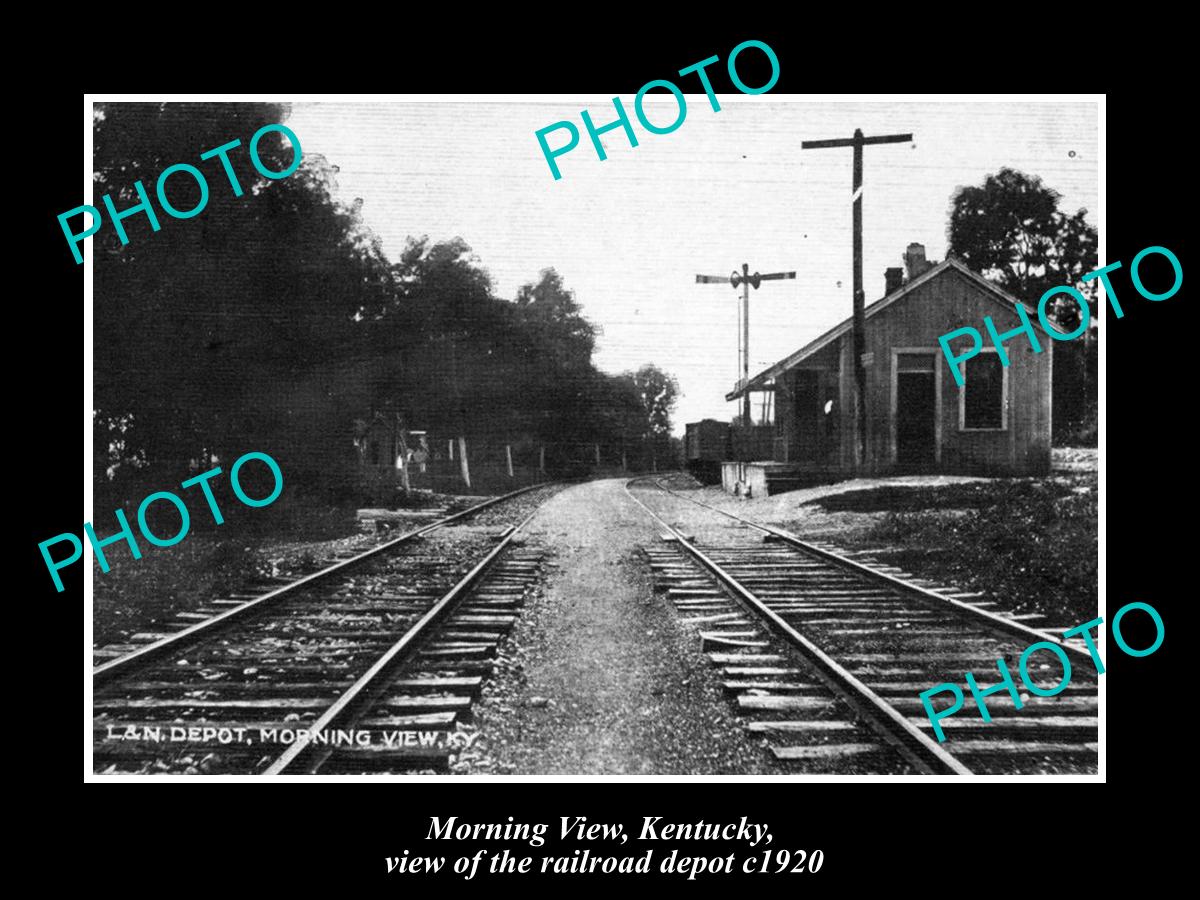 OLD LARGE HISTORIC PHOTO OF MORNING VIEW KENTUCKY, THE RAILROAD DEPOT c1920