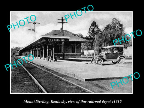 OLD LARGE HISTORIC PHOTO OF MOUNT STERLING KENTUCKY, THE RAILROAD DEPOT c1910