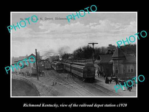 OLD LARGE HISTORIC PHOTO OF RICHMOND KENTUCKY, THE RAILROAD DEPOT STATION c1920