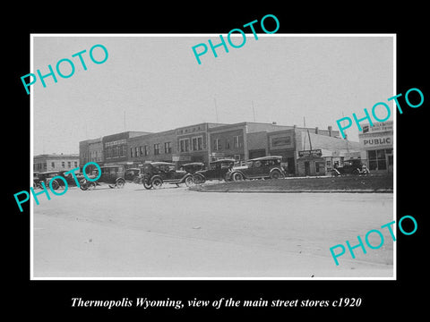 OLD LARGE HISTORIC PHOTO OF THERMOPOLIS WYOMING, VIEW OF THE MAIN STREET c1920