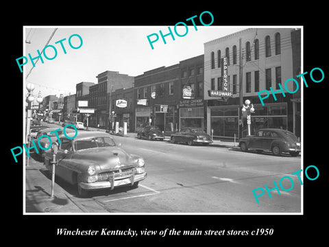 OLD LARGE HISTORIC PHOTO OF WINCHESTER KENTUCKY, VIEW OF THE MAIN STREET c1950