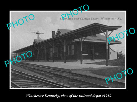 OLD LARGE HISTORIC PHOTO OF WINCHESTER KENTUCKY, THE RAILROAD DEPOT c1910