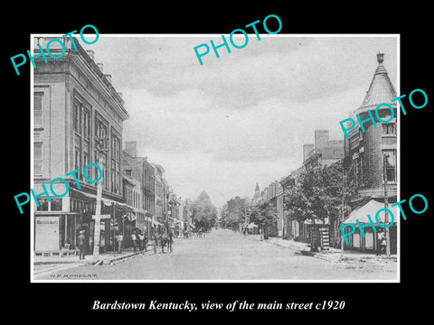 OLD LARGE HISTORIC PHOTO OF BARDSTOWN KENTUCKY, VIEW OF THE MAIN STREET c1920