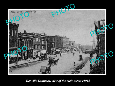 OLD LARGE HISTORIC PHOTO OF DANVILLE KENTUCKY, VIEW OF THE MAIN STREET c1910