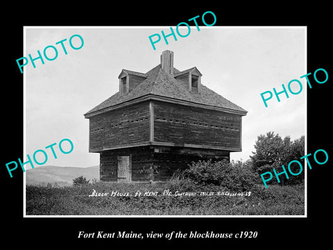 OLD LARGE HISTORIC PHOTO OF FORT KENT MAINE, VIEW OF THE BLOCKHOUSE c1920