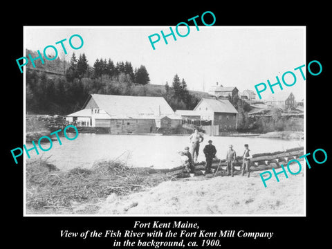 OLD LARGE HISTORIC PHOTO OF FORT KENT MAINE, FISH RIVER & TH EMILL Co c1900