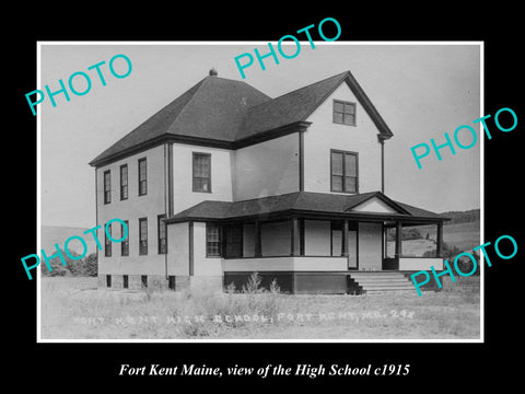 OLD LARGE HISTORIC PHOTO OF FORT KENT MAINE, VIEW OF THE HIGH SCHOOL c1915