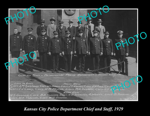 OLD LARGE HISTORIC PHOTO OF KANSAS CITY POLICE DEPARTMENT CHIEF & STAFF 1929