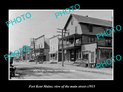 OLD LARGE HISTORIC PHOTO OF FORT KENT MAINE, VIEW OF THE MAIN STREET c1915