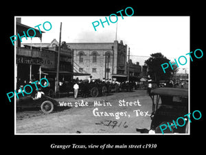 OLD LARGE HISTORIC PHOTO OF GRANGER TEXAS, VIEW OF THE MAIN STREET c1930