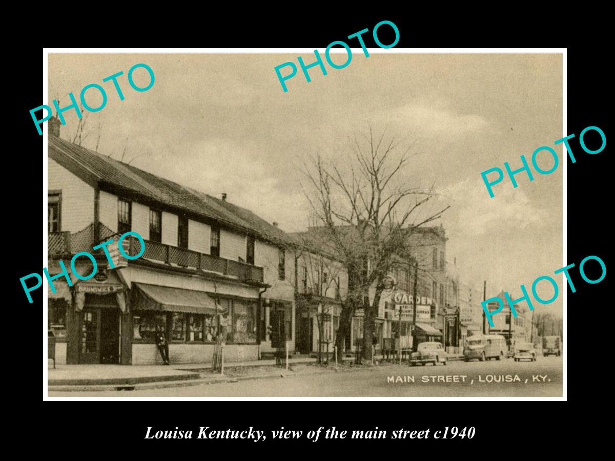 OLD LARGE HISTORIC PHOTO OF LOUISA KENTUCKY, VIEW OF THE MAIN STREET c1940