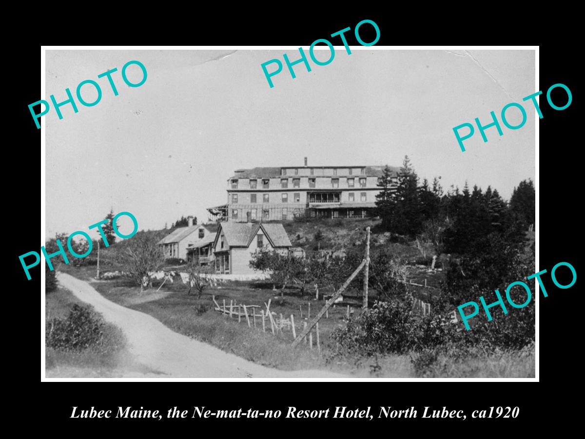 OLD LARGE HISTORIC PHOTO OF LUBEC MAINE, NE MAT TA NO RESORT HOTEL c1920