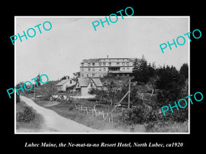 OLD LARGE HISTORIC PHOTO OF LUBEC MAINE, NE MAT TA NO RESORT HOTEL c1920